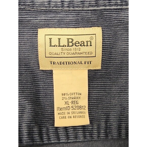 L.L. Bean Shirt Men's XL Blue Long Sleeve Corduroy Traditional Fit Button Down - Picture 4 of 4